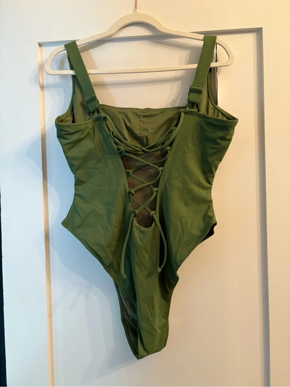TA3 SQUAREY GREEN SIZE XL REG LONG one piece shaping swimsuit EXTRA LARGE NWT - Picture 3 of 6